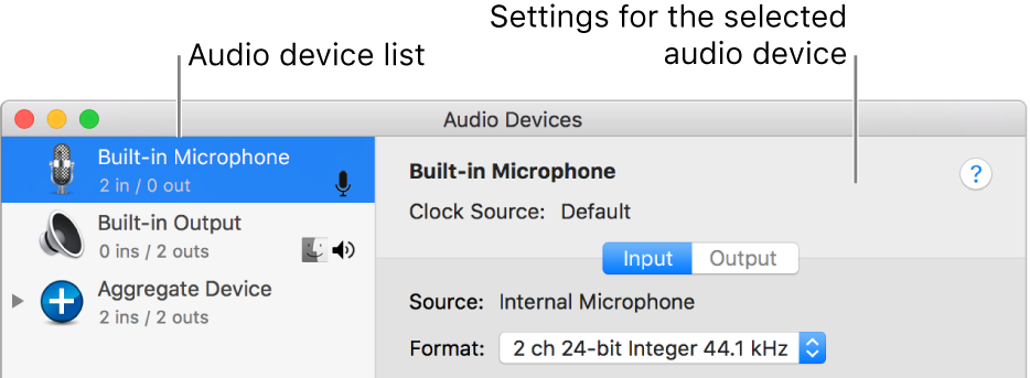 The Audio Devices window.