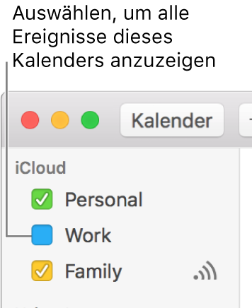 Das Feld eines Kalenders markieren, um all zugehörigen Ereignisse anzuzeigen