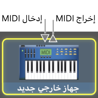 إدخال MIDI وإخراج MIDI لجهاز MIDI.