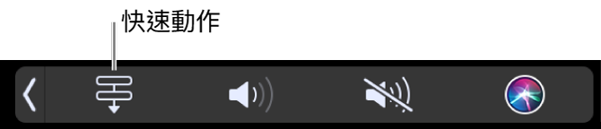 「觸控欄控制區」中的「快速動作」按鈕。