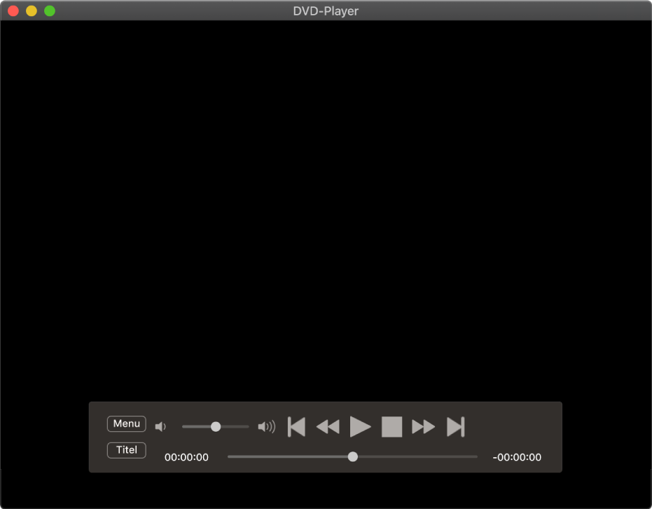 Die Steuerelemente von DVD-Player mit dem Lautstärkeregler oben links und dem Scrubber unten Bewege den Scrubber an eine andere Position.