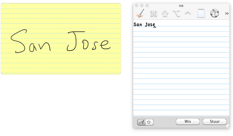 Handgeschreven tekst die naar de Ink pad wordt overgezet.