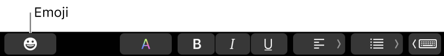 El botó Emoji a la meitat esquerra de la Touch Bar.