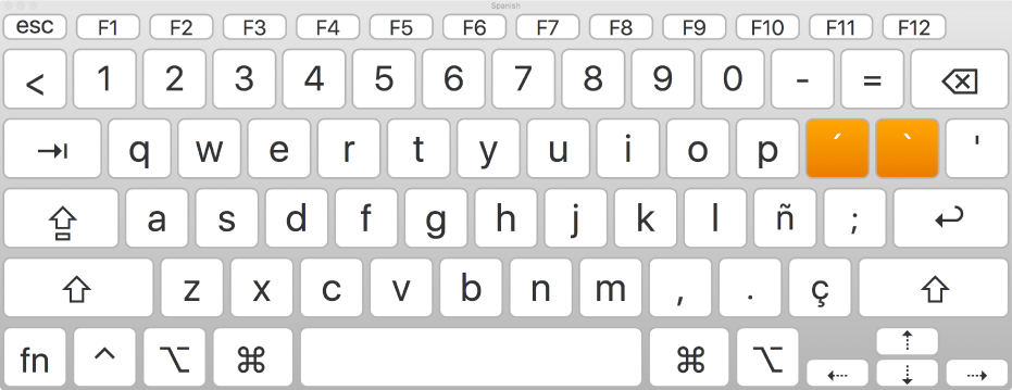 El visor del teclat amb la disposició per a l’espanyol.
