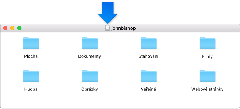 Malá ikona v záhlaví okna s obrazem disku u domovské složky smazaného uživatele
