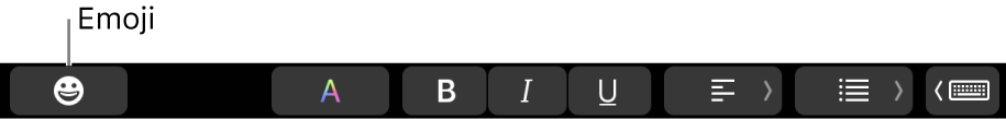 Die Taste „Emoji“ in der linken Hälfte der Touch Bar