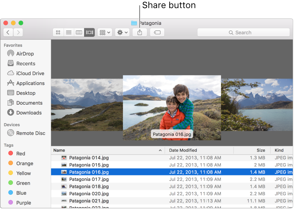 The Share button in a Finder window toolbar.