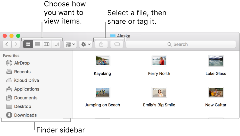 An example of a Finder window.