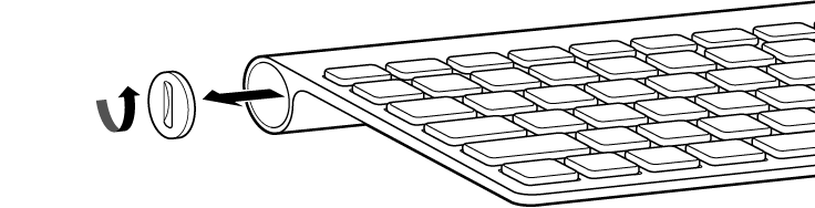 El compartimento de las pilas del teclado con la tapa retirada.