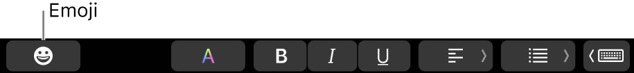Emoji-painike Touch Barin vasemmalla puoliskolla.