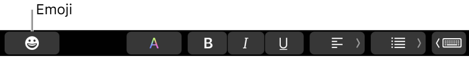 Le bouton Emoji sur la moitié gauche de la Touch Bar.