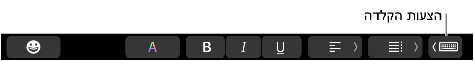 הכפתור ״הצעות הקלדה״ בחצי הימני של ה-Touch Bar.