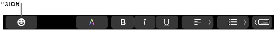 הכפתור ״אמוג׳י״ בחצי השמאלי של ה-Touch Bar.
