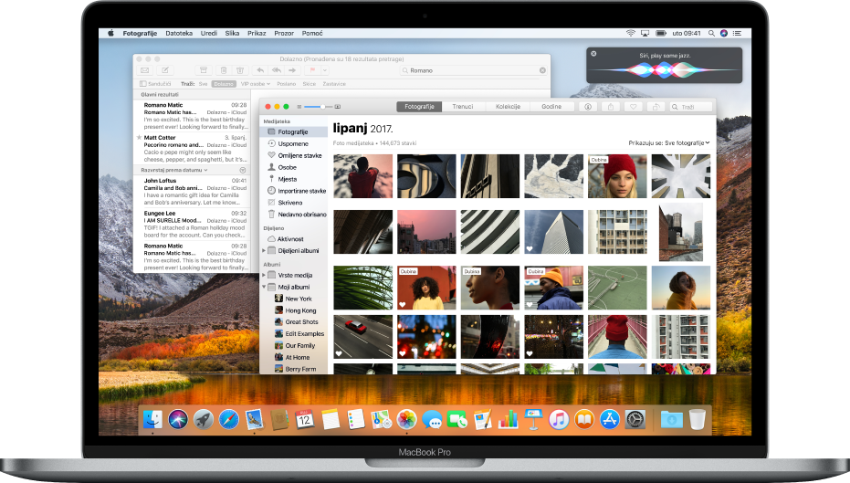 Mac računalo s prikazom aplikacija otvorenih na radnoj površini.