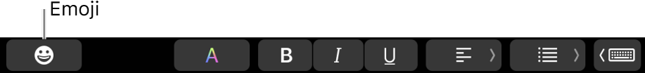 Tombol Emoji di setengah bagian kiri Touch Bar.
