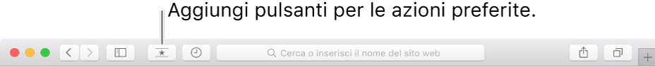 Una barra degli strumenti con un pulsante che puoi aggiungere alle tue azioni preferite.