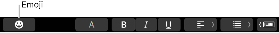 De Emoji-knop in het linkerdeel van de Touch Bar.