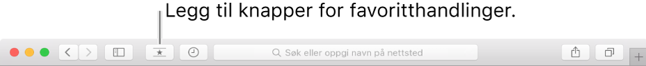 En verktøylinje med en knapp du kan legge til for favoritthandlinger.