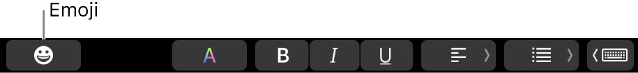 Emoji-knappen i venstre halvdel av Touch Bar.