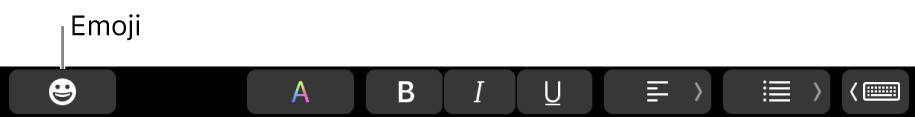 Botão Emoji na metade esquerda da Touch Bar.