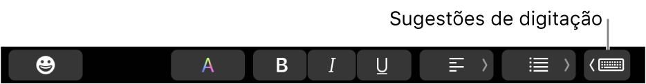 Botão de sugestões de digitação na metade direita da Touch Bar.