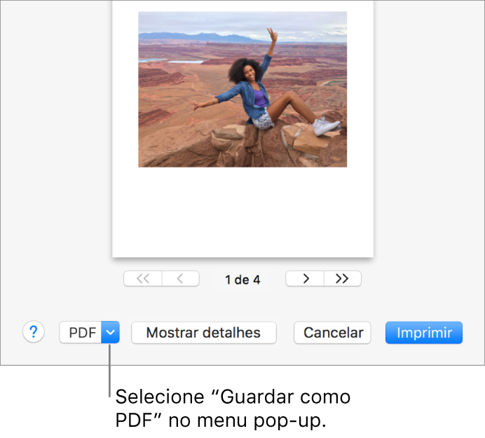 Clique no menu pop-up PDF e, em seguida, selecione “Guardar como PDF”.