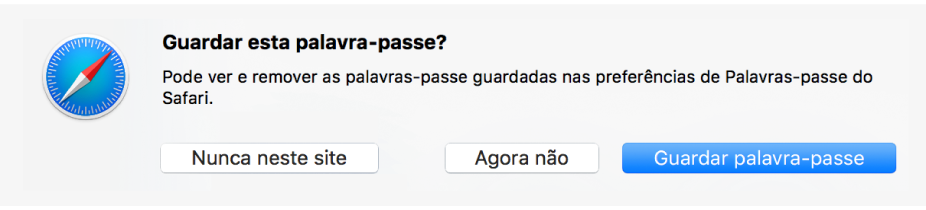 Uma caixa de diálogo a perguntar se pretende guardar a palavra-passe de um website.