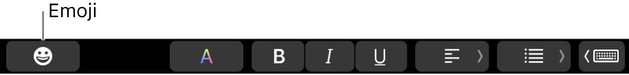 O botão Emoji na metade esquerda da Touch Bar.