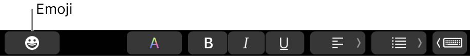 Butonul Emoji din jumătatea stângă a Touch Bar.