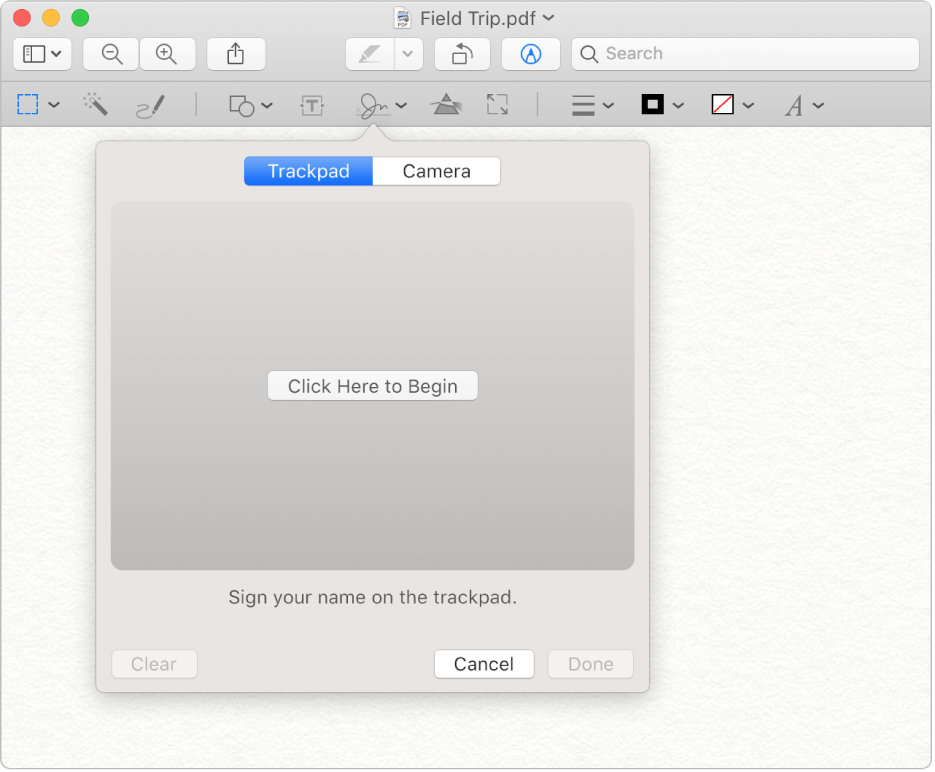 The signature tool in Preview.