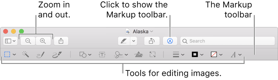 The Markup toolbar for editing images.