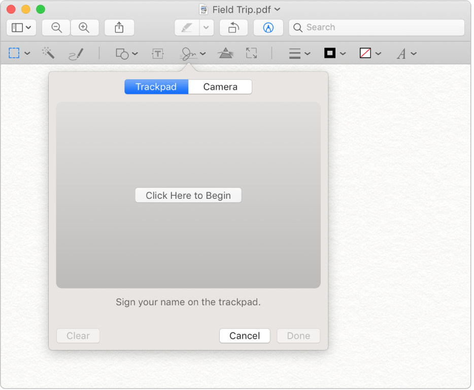The signature tool in Preview.