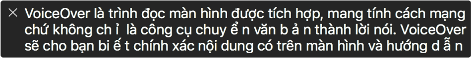 Bảng chú thích hiển thị những gì VoiceOver hiện đang nói.