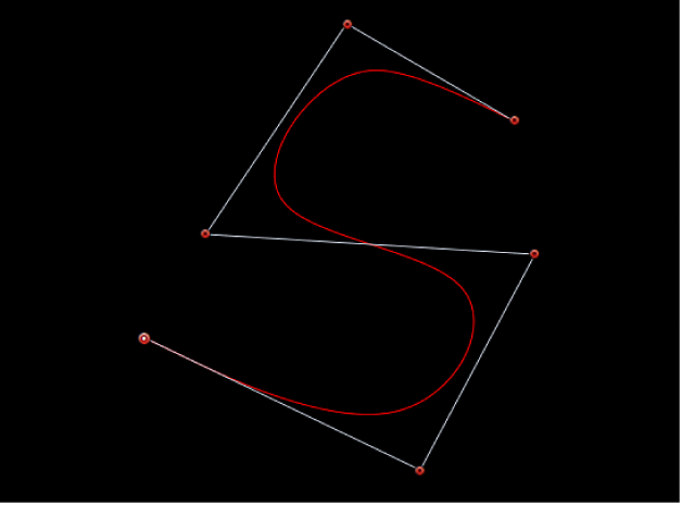 Der Viewer mit einer S-Kurve, die mithilfe von B-Spline-Steuerpunkten erzeugt wurde