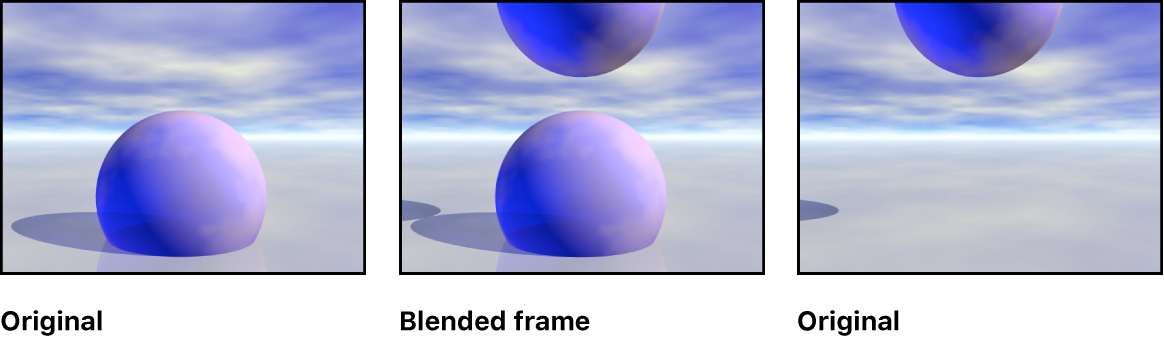 An illustration showing a frame blended from two original frames
