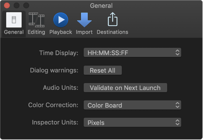 「環境設定」ウインドウの「一般」パネル