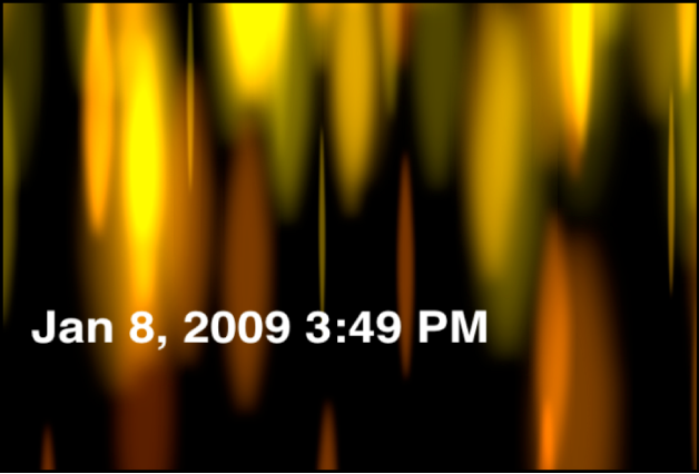 Canvas mit dem Generator „Uhrzeit Datum“, der das Datum und die Uhrzeit in Stunden und Minuten anzeigt