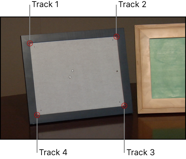 Canvas showing background layer with four trackers applied