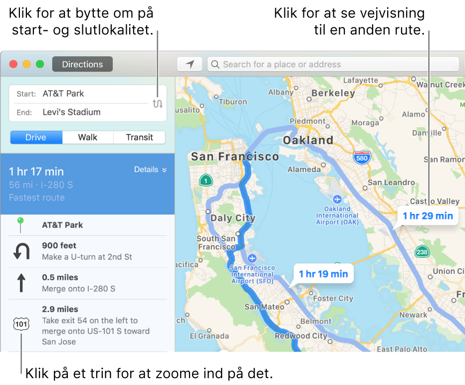 Vis Rute På Kort Vis vej i Kort på Mac   Apple support Vis Rute På Kort