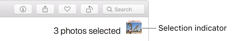 A selection indicator showing three photos selected.