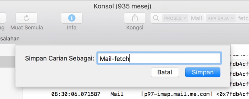 Menunjukkan menyimpan carian dalam Konsol selepas memasukkan kriteria carian.