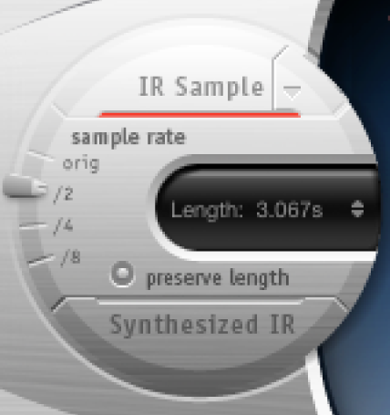 Regulador “Sample Rate” de los controles de respuestas a impulsos del efecto Space Designer.
