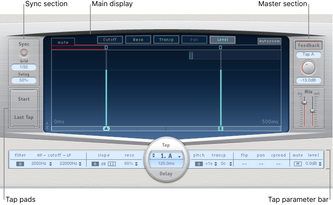 Delay Designerウインドウ。