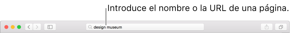 El campo de búsqueda inteligente de Safari, donde puedes escribir el nombre o la URL de una página.