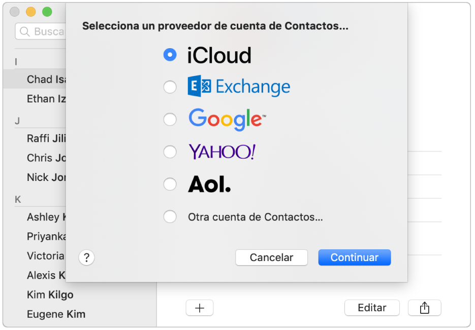 Aplicación de contactos de google para mac pc