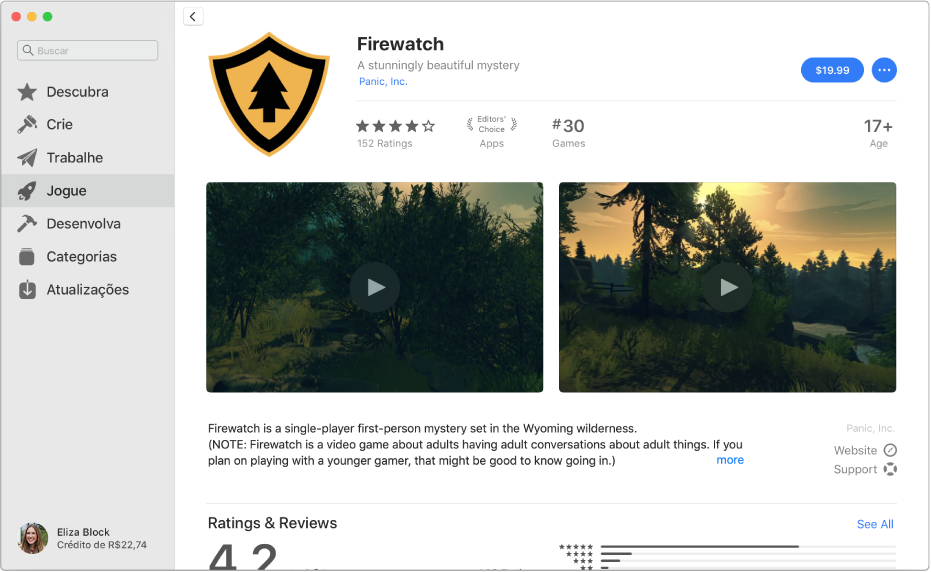Avaliações de clientes na App Store.