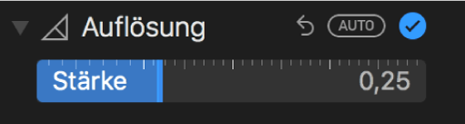 Der Regler „Auflösung“ im Bereich „Anpassen“.
