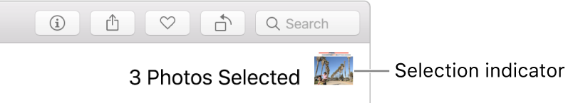 A selection indicator showing three photos selected.