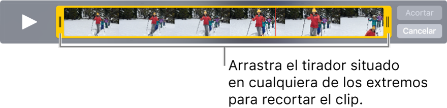 Controladores de recorte amarillos en un clip de vídeo.