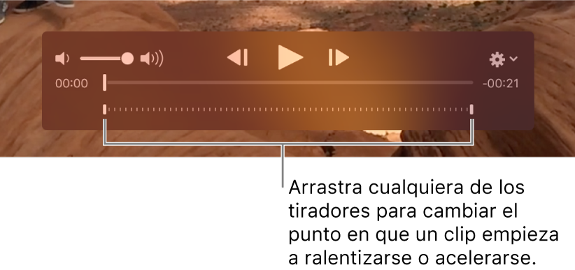 Controles de cámara lenta en un clip de vídeo.